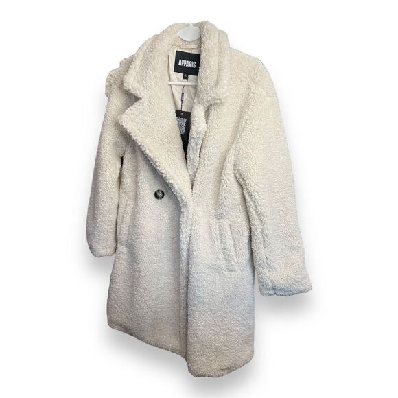 $415 Apparis Women's Ivory Faux Sherling Dble Breasted Sherpa Coat Jacket Sz XL - Picture 4 of 9